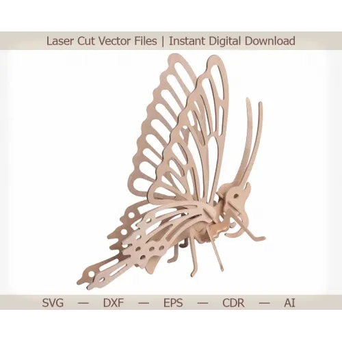 Sommerfugl 3D laserskåret vektor skabelon - SVG DXF EPS CDR AI