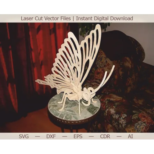 Sommerfugl 3D laserskåret vektor skabelon - SVG DXF EPS CDR AI