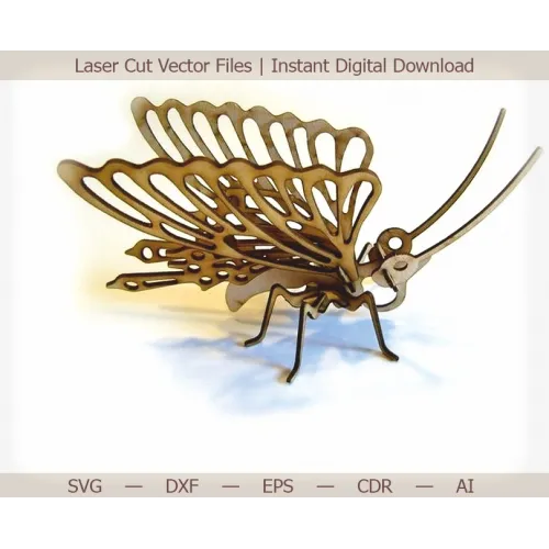 Sommerfugl 3D laserskåret vektor skabelon - SVG DXF EPS CDR AI