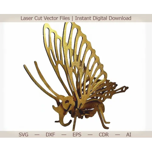 Sommerfugl 3D laserskåret vektor skabelon - SVG DXF EPS CDR AI