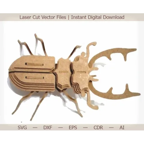 Vector sjabloon van een vliegend hert in 3D, lasergesneden.