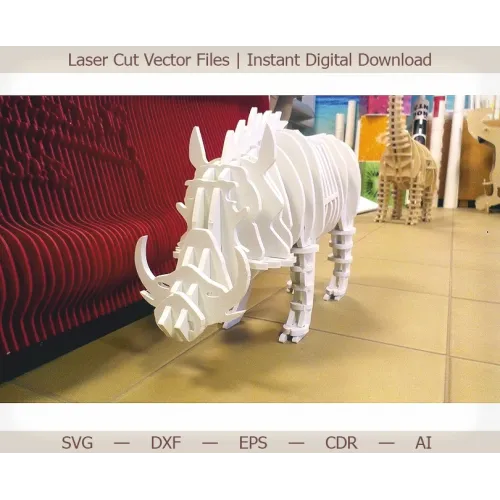 3D-laserskåret vektorskabelon til CNC og laser med vildsvin