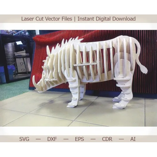 3D-laserskåret vektorskabelon til CNC og laser med vildsvin