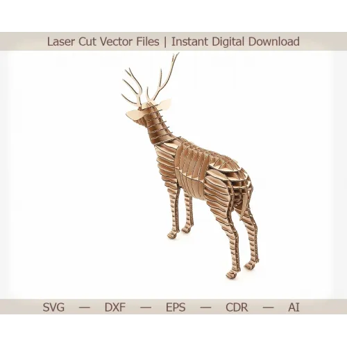 Stående hjort 3D laserskåret vektor skabelon til CNC og laser