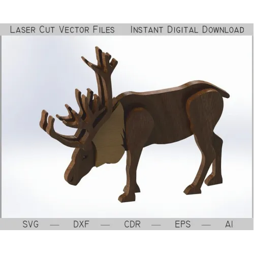 Modèle vectoriel découpé au laser en 3D d'un élan