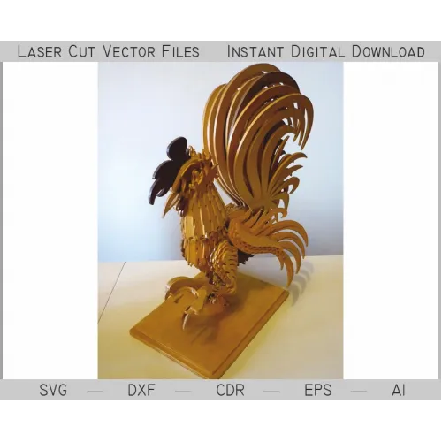 Hane 3D laserskåret vektorfil – Hane SVG DXF AI