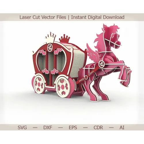 Ponyvogn laserskåret vektor skabelon til laserskærer