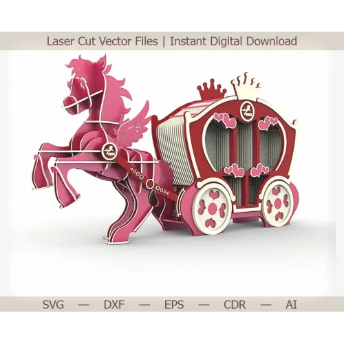Ponyvogn laserskåret vektor skabelon til laserskærer