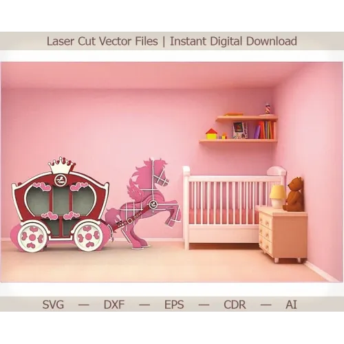 Ponyvogn laserskåret vektor skabelon til laserskærer