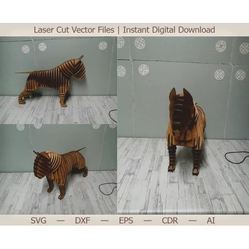 Stående hund 3D laserskåret vektor skabelon (SVG DXF EPS)