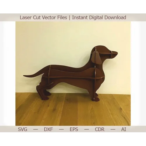  Gravhund 3D laserskåret vektor skabelon til Slot-Together hylde