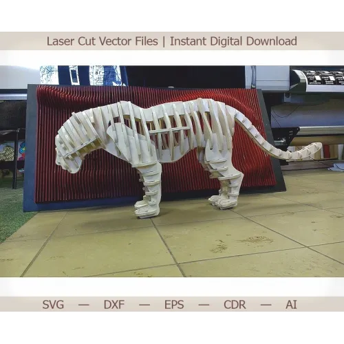  Laserskåret 3D-skabelon med tigervektor — SVG DXF EPS AI CDR