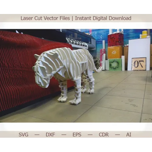  Laserskåret 3D-skabelon med tigervektor — SVG DXF EPS AI CDR
