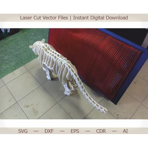  Laserskåret 3D-skabelon med tigervektor — SVG DXF EPS AI CDR