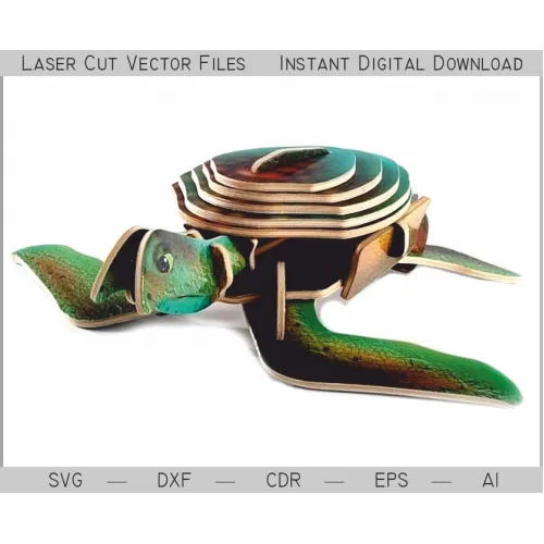  3D-havskildpadde laserskåret vektorfil — SVG DXF CDR AI EPS