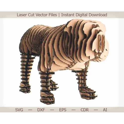  Fichier vectoriel découpé au laser d'un bouledogue en 3D à plusieurs couches