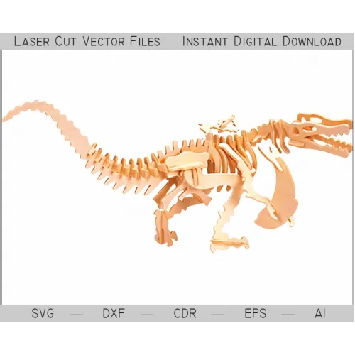Modèle vectoriel découpé au laser d'un squelette de dinosaure 3D