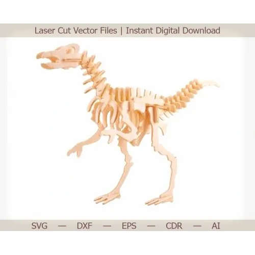  3D Velociraptor skelet lasergesneden vectorbestand