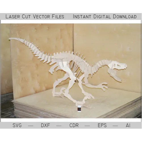  Lasergesneden vectorbestand van een dinosaurusskelet voor een 3D-model van multiplex.