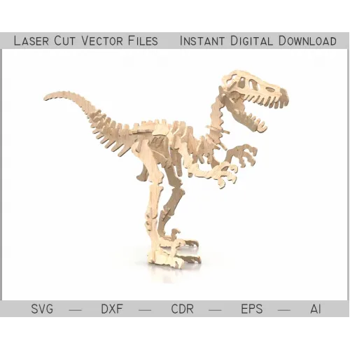  Velociraptor dinosaurus 3D lasergesneden vectorbestand voor doe-het-zelf houten model