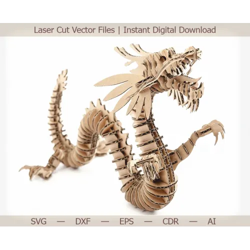  Fichier vectoriel 3D Dragon découpé au laser - SVG DXF EPS AI