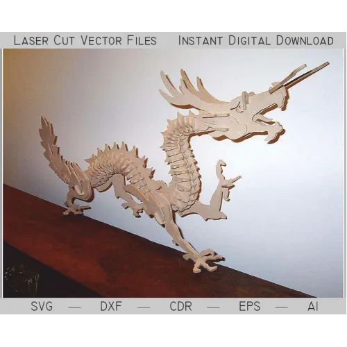  3D Draak Lasergesneden Vectorbestand - Direct downloaden (SVG, DXF, CDR)