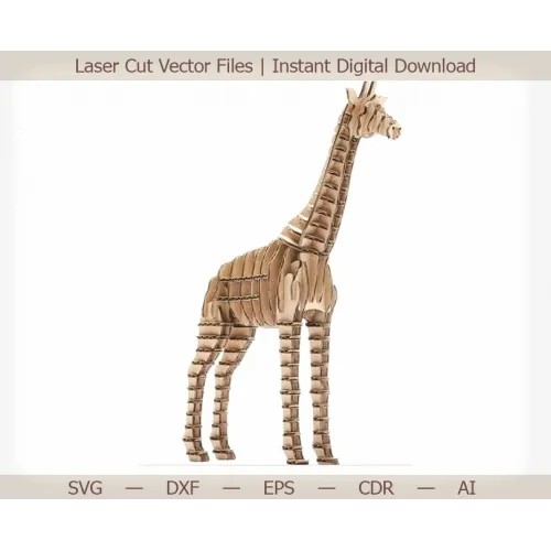  Lagdelt giraf 3D laserskåret vektor skabelon