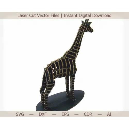  Lagdelt giraf 3D laserskåret vektor skabelon