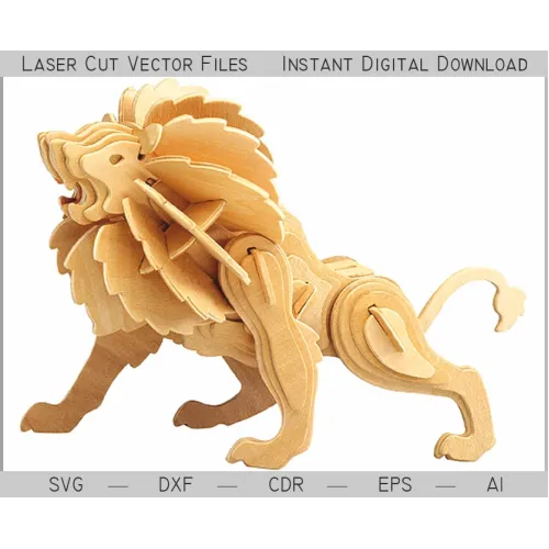  Șablon vectorial 3D decupat cu laser Leu răcnind