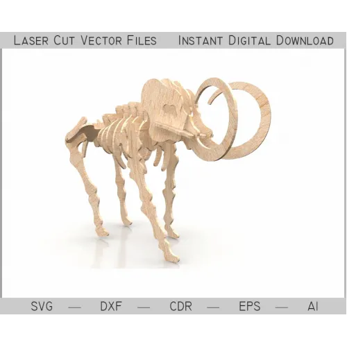  Mammut 3D-skelet laserskåret vektorfil