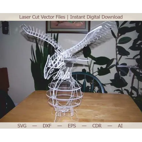  Ørn på globus 3D laserskåret vektor skabelon