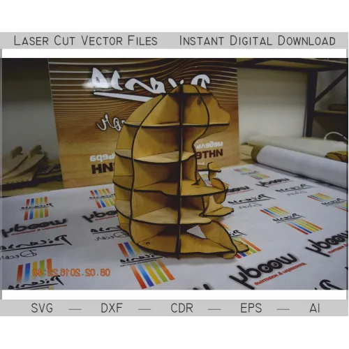  Panda 3D-hylde — Laserskåret vektorfil (SVG, DXF, AI)