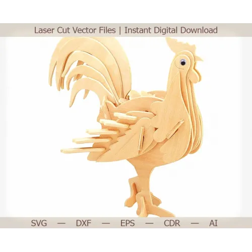  Hane laserskåret fil - 3D hane vektor skabelon (SVG DXF EPS AI CDR)