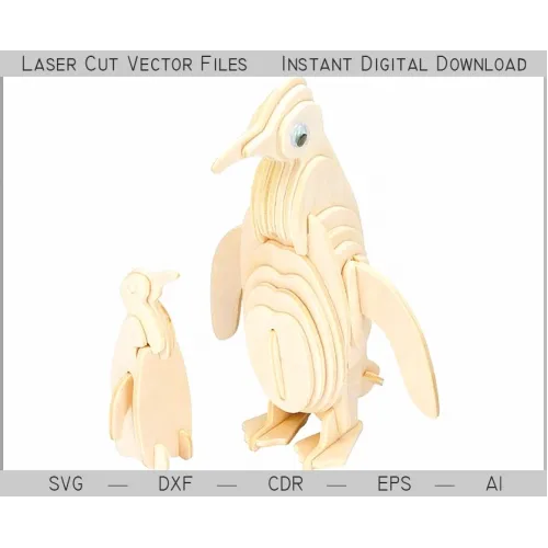  Pingvinfamilie 3D laserskåret vektorfil
