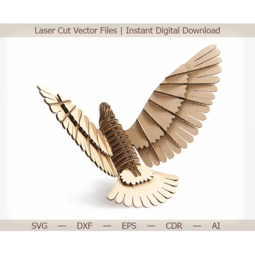 3D-skabelon til laserskåret vektor med flyvende fugl (SVG DXF EPS AI)