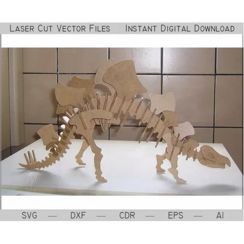  Stegosaurus laserskåret 3D-puslespilvektorfil til CNC og laserskærere