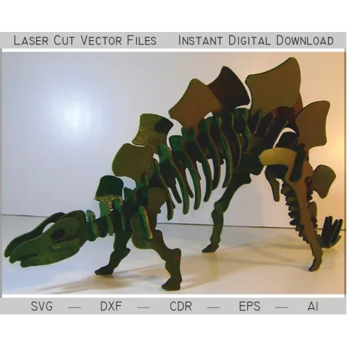  Stegosaurus laserskåret 3D-puslespilvektorfil til CNC og laserskærere