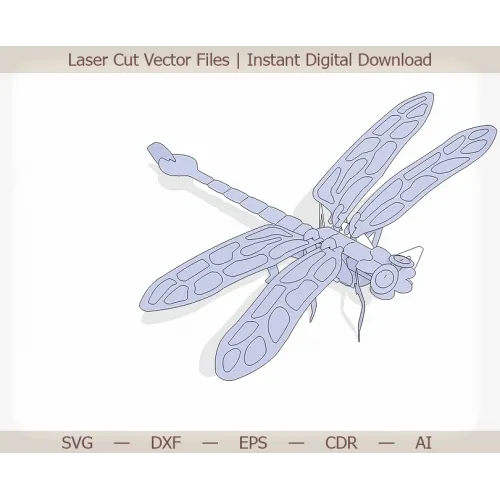  Libelle Lasergesneden Vector Sjabloon - 3D Gelaagd SVG DXF EPS AI CDR