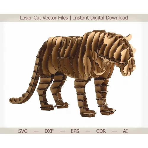  Tiger 3D laserskåret vektor skabelon