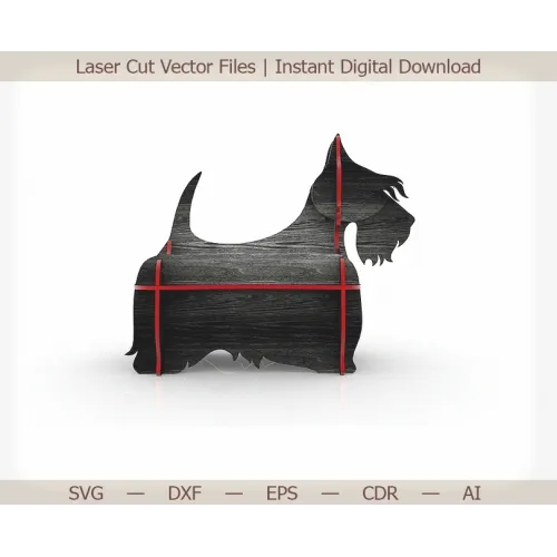 Skotsk terrier 3D laserskåret vektorskabelon (SVG, DXF, EPS)