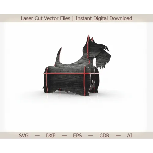 Skotsk terrier 3D laserskåret vektorskabelon (SVG, DXF, EPS)