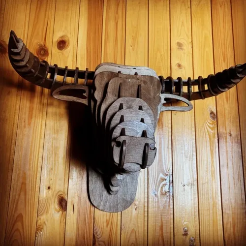  Bull Head Wall Trophy Vector File til laserskæring og CNC