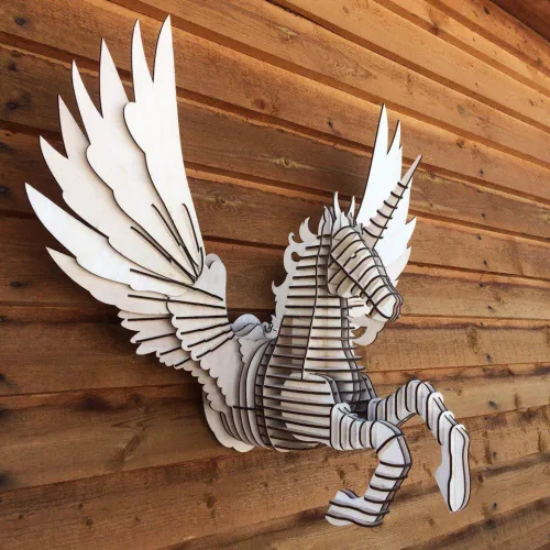  Pegasus 3D-vægskulpturvektorfil til laserskæring