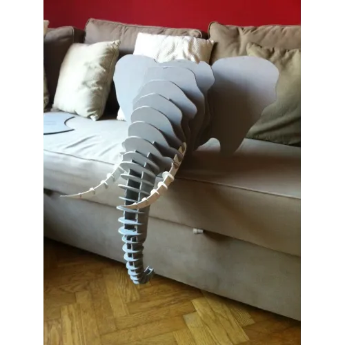  3D-sjabloon voor een olifantenkop, geschikt voor lasersnijden - Vectorbestanden voor CNC en laser