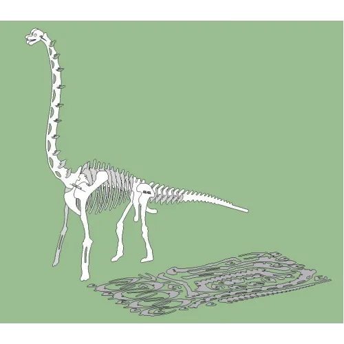 Vectorsjabloon van een 3D-lasergesneden skelet van een Brachiosaurus