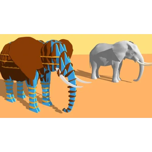  3D-vectorbestand van een olifant, gelaagd en lasergesneden.
