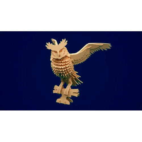  Lagdelt ugle 3D laserskåret vektorfil (SVG, DXF, AI)