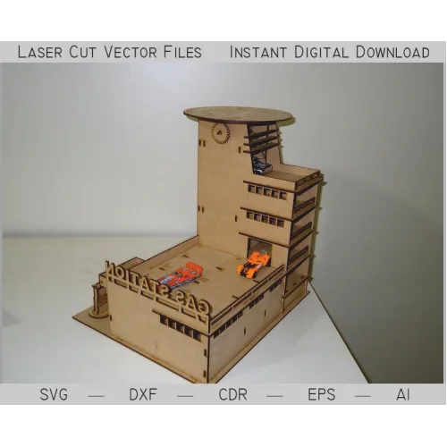  Parkeerplaats Tankstation Lasergesneden Vector Sjabloon