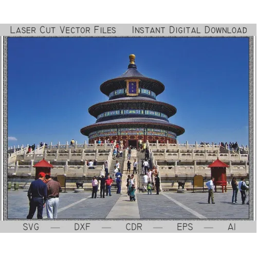  Mennyei Templom lézerrel vágott vektorfájl — 3D réteges modell (Peking)