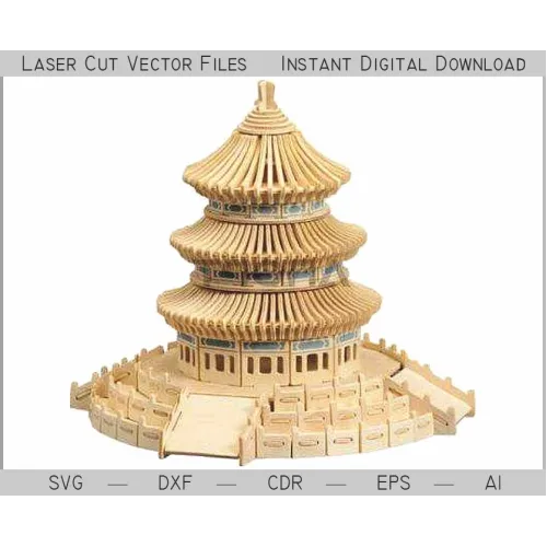  Mennyei Templom lézerrel vágott vektorfájl — 3D réteges modell (Peking)